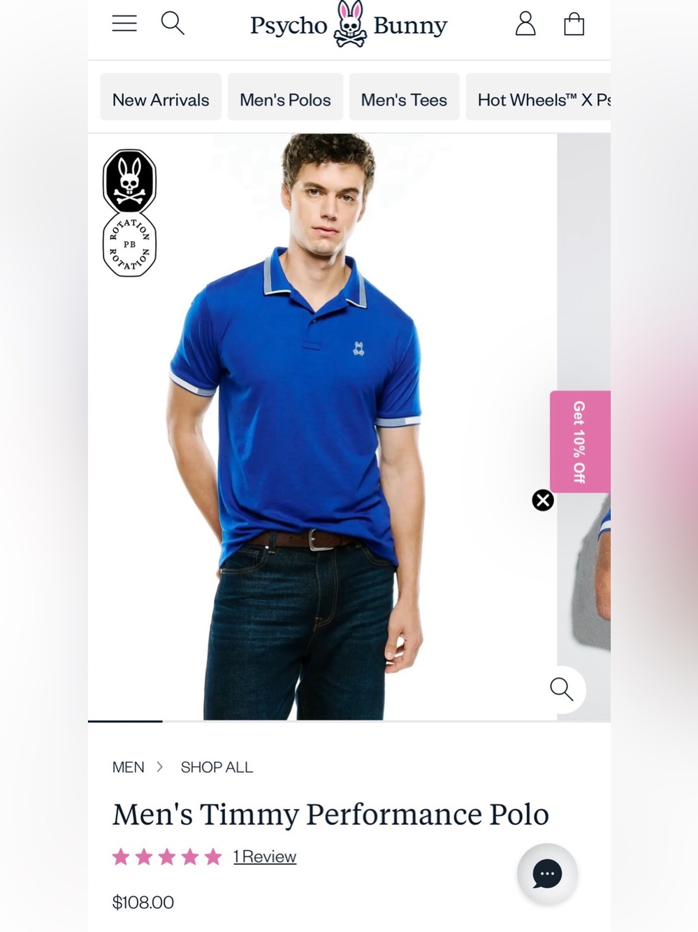 Psycho Bunny Light Blue Polo with Black Contrast Collar